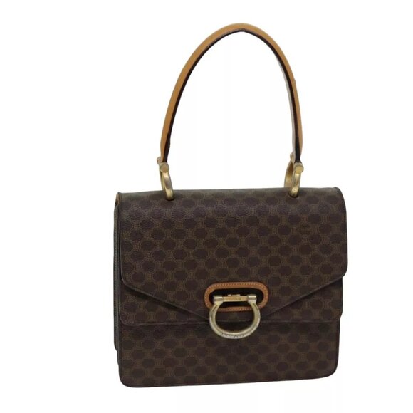 CELINE Macadam Canvas Hand Bag PVC Brown - Picture 1 of 16